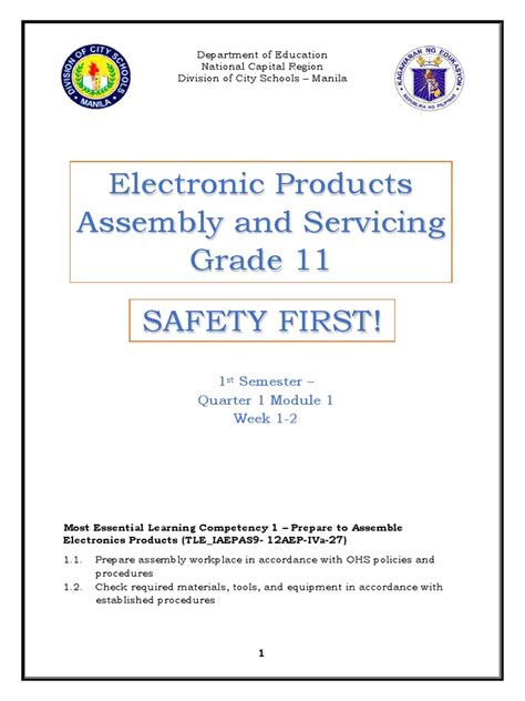 electronic products assembly and servicing example|Quarter 1 Module 1 Week 1 .